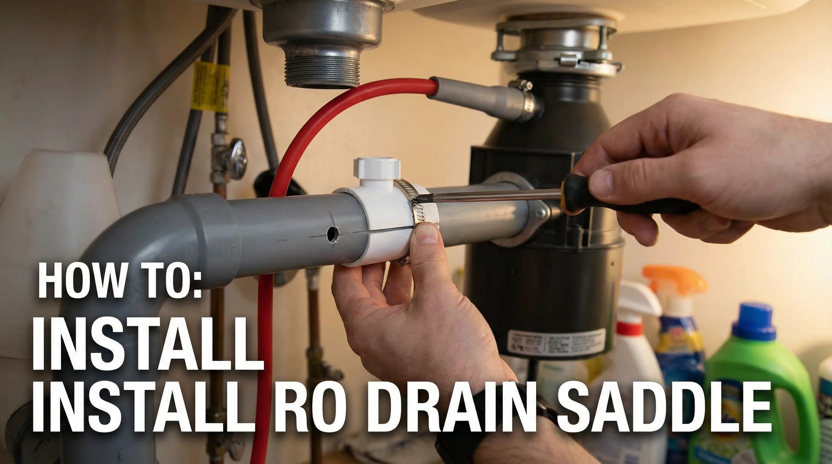 Load video: How to properly install the drain saddle connection for your RO system waste line.